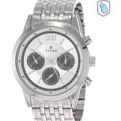 Titan Men Silver-Toned Dial & Silve...