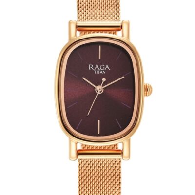 Titan Women Brass Dial & Stainless Steel Bracelet Style Straps Analogue Watch 2665WM01