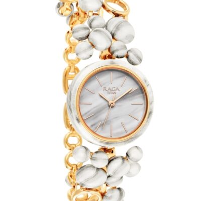 Titan Women White Brass Dial & Cera...