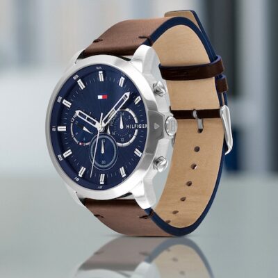 Tommy Hilfiger Jameson Men Blue Dial & Brown Leather Strap Chronograph Watch TH1791797W