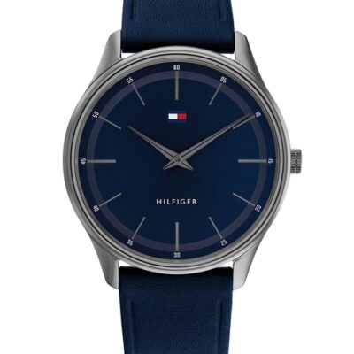 Tommy Hilfiger Men Patterned Dial & Leather Bracelet Style Straps Digital Watch TH1710467