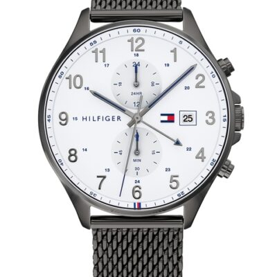 Tommy Hilfiger Men White Dial & Grey Bracelet Style Straps Analogue Watch TH1791709