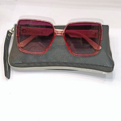 UV Protection Square Sunglasses (55) For Women pink off white